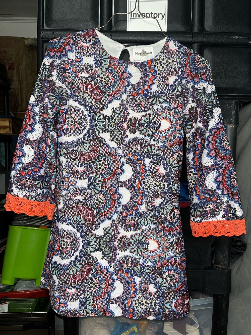 Rare Editions Multicolor Patterned Blazer with Orange Trim